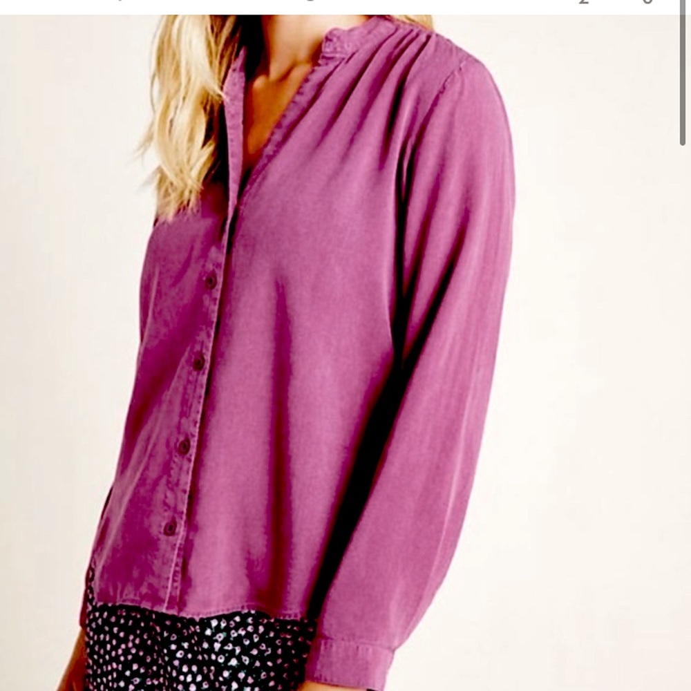 Cloth & Stone smocked button down top size Small